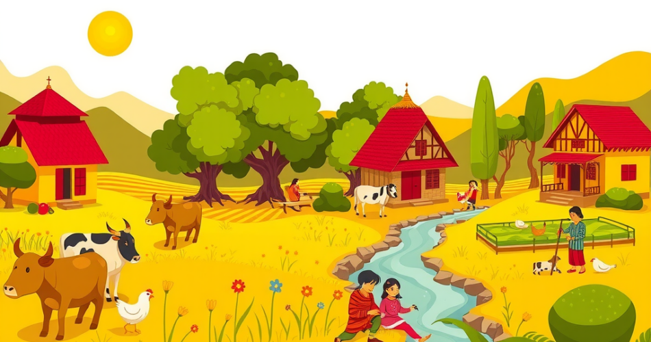 Village Life Paragraph for Class 6-12, SSC, HSC, 150, 250, 300 Words